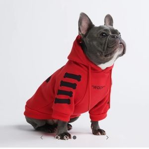 Dog Hoodie Spark Paws Black & Red WOOF Doggie Pet Sweater